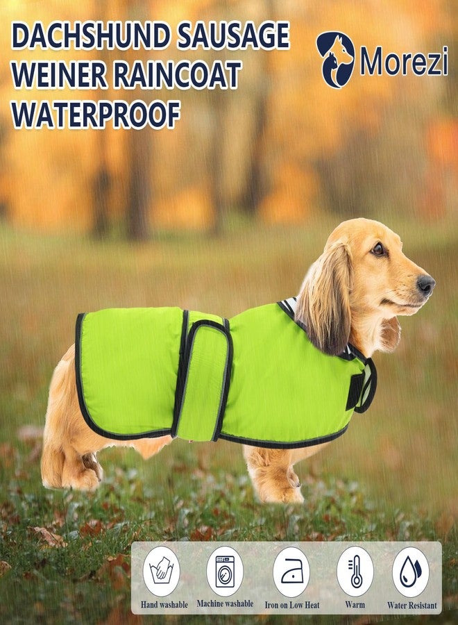 Morezi Dachshund Raincoat Corgi Raincoat Dogs Waterproof fit for Dachshunds Weiner Long Back Breeds with Reflective Stripe Great Coverage in Autumn Winter Light Green L - Image 2